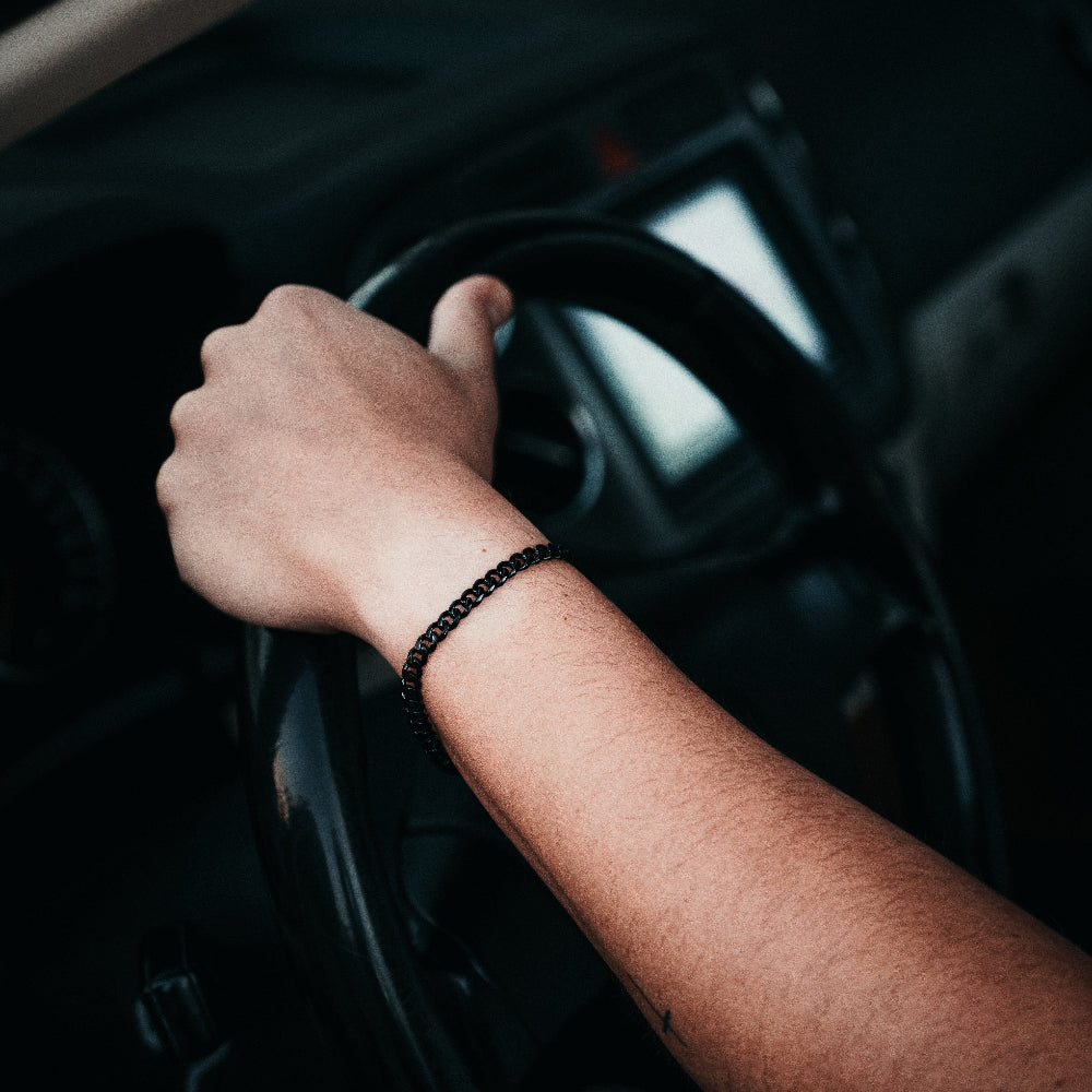 Mens Black Cuban Bracelet Chain - Black Jewellery By Twistedpendant
