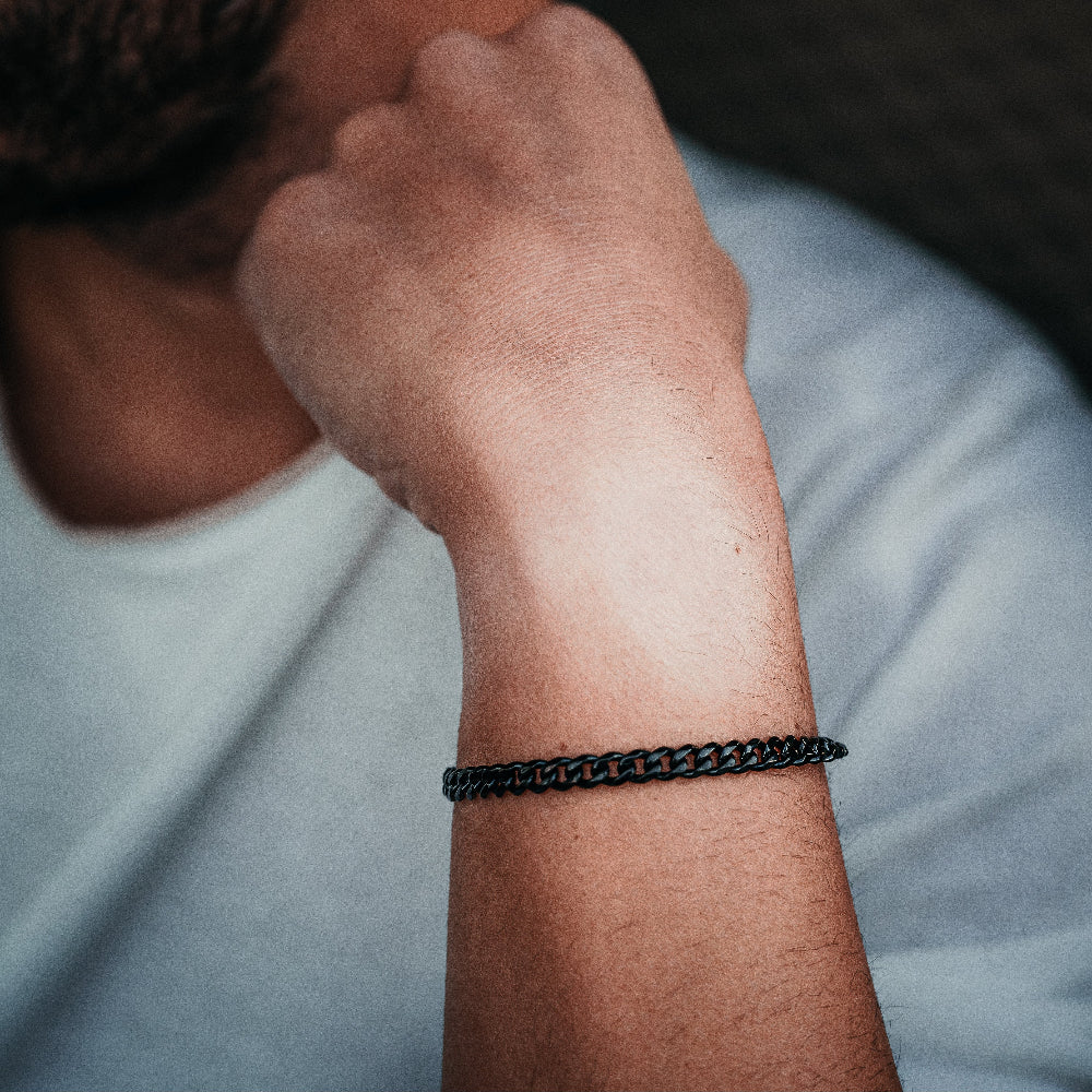 Mens Black Cuban Bracelet Chain - Black Jewellery By Twistedpendant