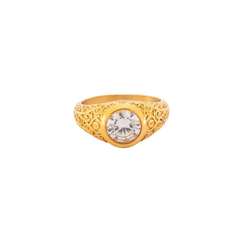 Mens Ring - 18K Gold Diamond Signet Ring For Men - By Twistedpendant