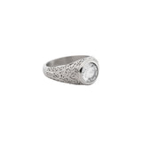 Mens Ring - Silver Diamond Signet Ring For Men - By Twistedpendant