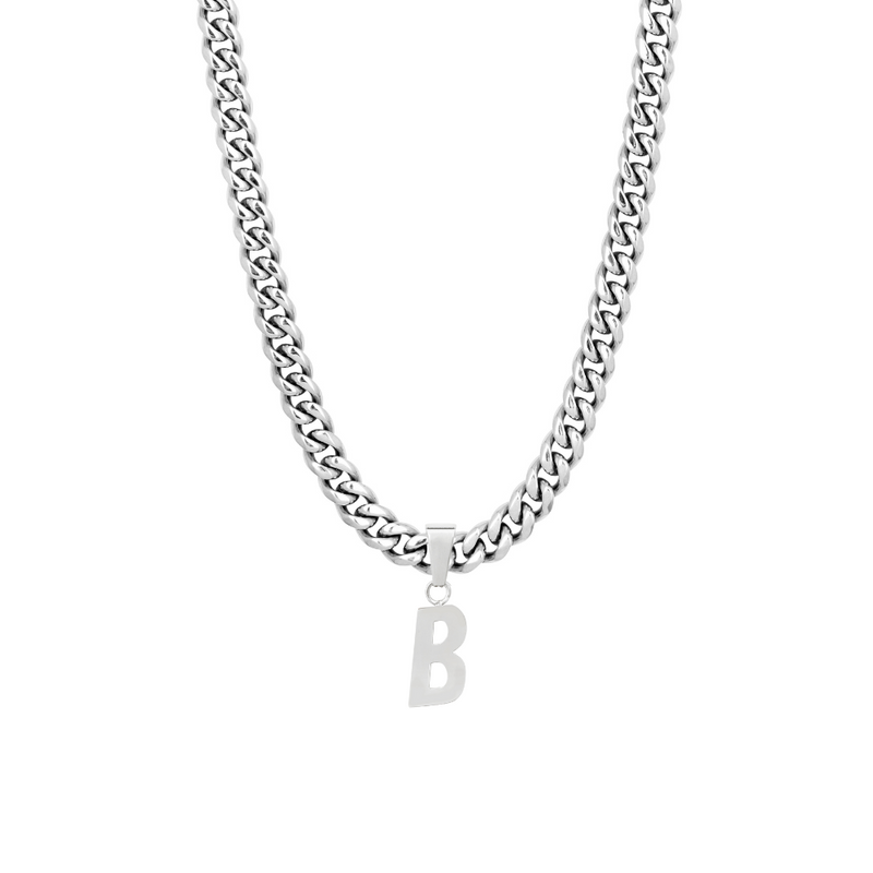 Thick Silver Initial Choker Chain - Personalised Choker Chain By Twistedpendant
