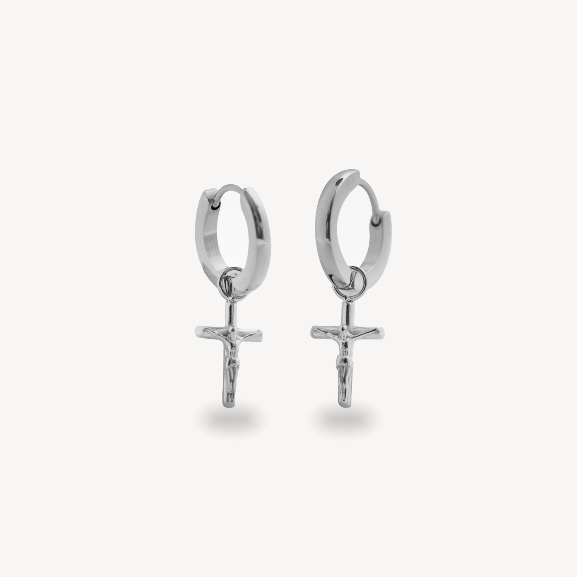 Crucifix Dangle Earring - Silver