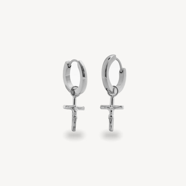 Crucifix Dangle Earring - Silver