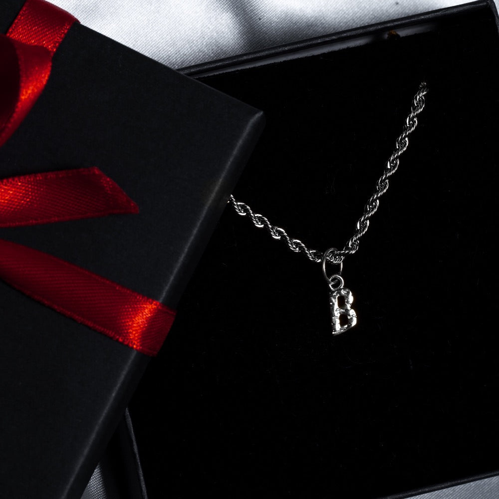 Mens Initial Necklace - Silver Name Monogram Necklace - By Twistedpendant