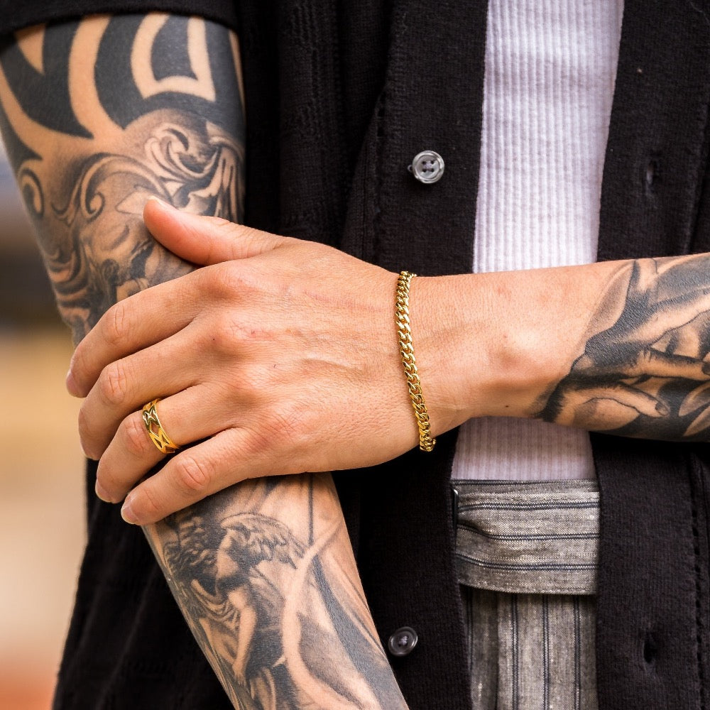 Edge Ring - Men's 18K Gold Band Rings - Man Rings | Twistedpendant