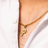 18K Gold Initial Letter Necklace - Personalised Initial Necklace for Men - By Twistedpendant