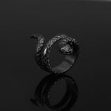 Men's Black Snake Ring - Spiral Snake Ring for Men | Twistedpendant