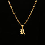 Gold Old English Initial Necklace - Mens Initial Pendant By Twistedpendant