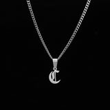 Silver Old English Initial Necklace - Mens Initial Pendant By Twistedpendant