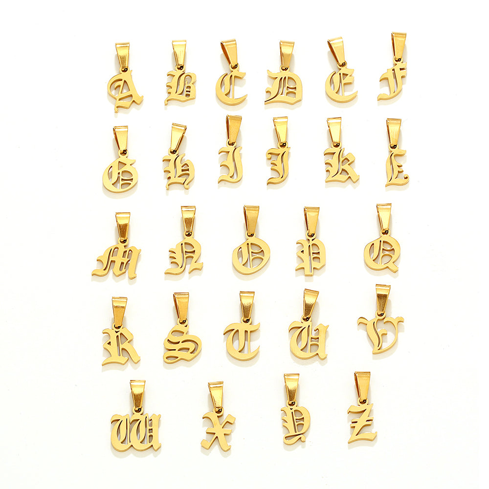 Gold Old English Initial Necklace - Mens Initial Pendant By Twistedpendant