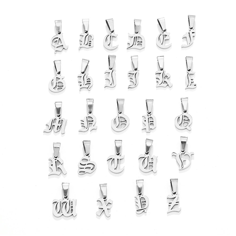 Silver Old English Initial Necklace - Mens Initial Pendant By Twistedpendant