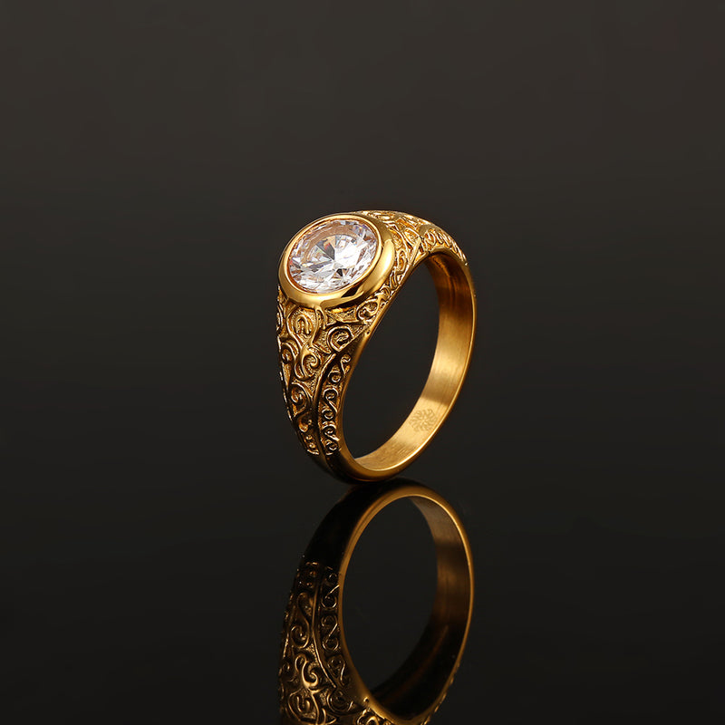 Mens Ring - Silver Diamond Signet Ring For Men - By Twistedpendant