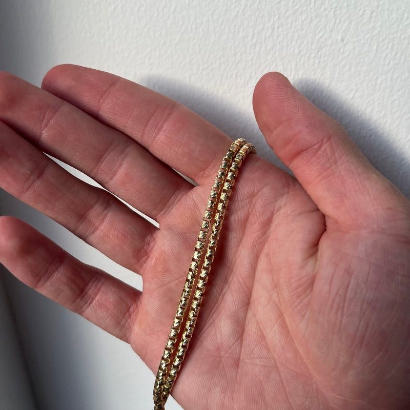 Mens Bracelet, 23K Gold Box Chain Bracelet - By Twistedpendant