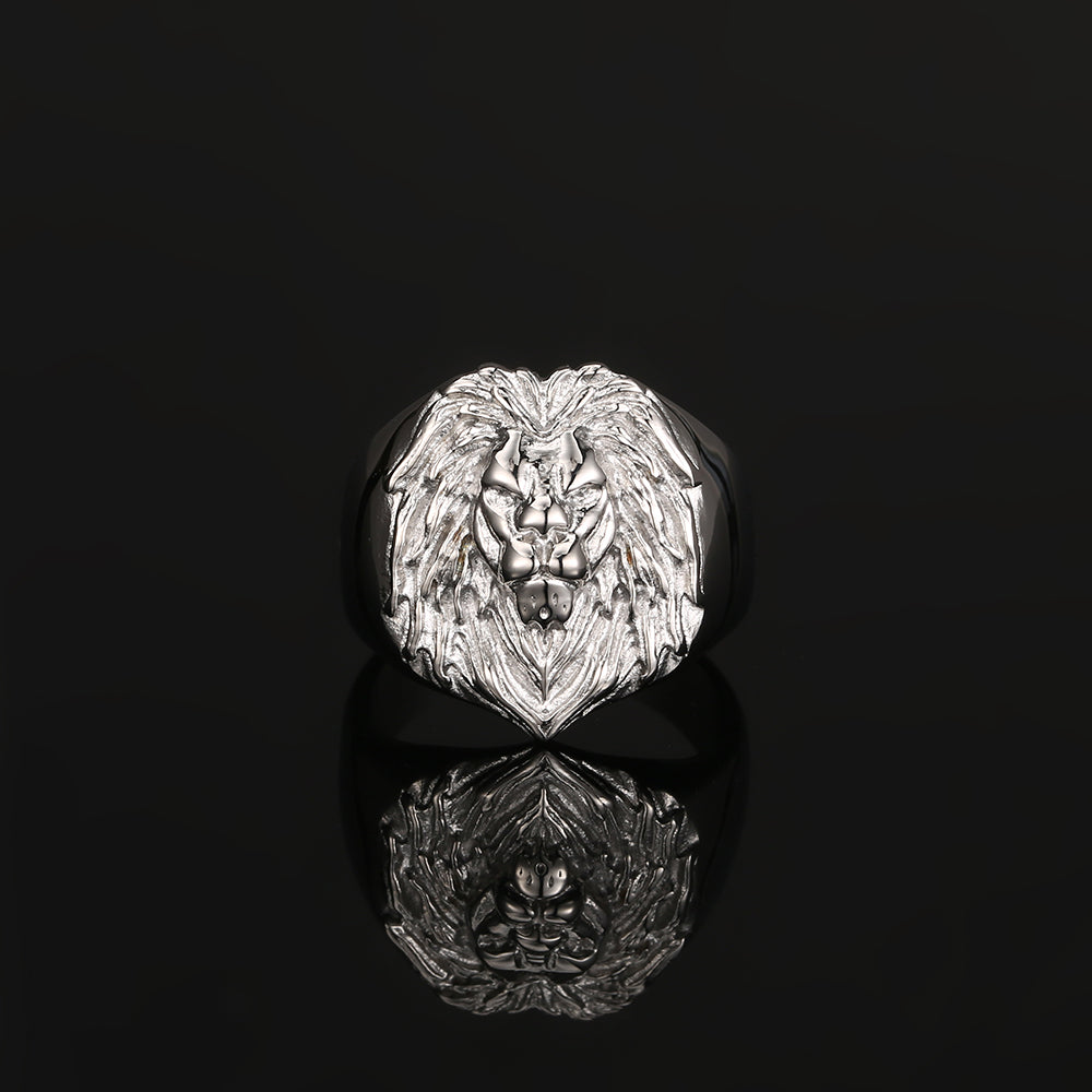 Lion Signet Ring - Silver