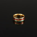 18K Gold Red Opal Band Ring - Mens Gold Band Rings - By Twistedpendant