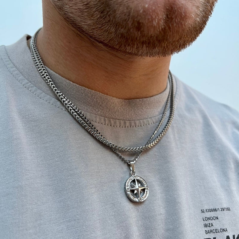 North Star Pendant & 4MM Franco Chain Gift Set For Men - By Twistedpendant