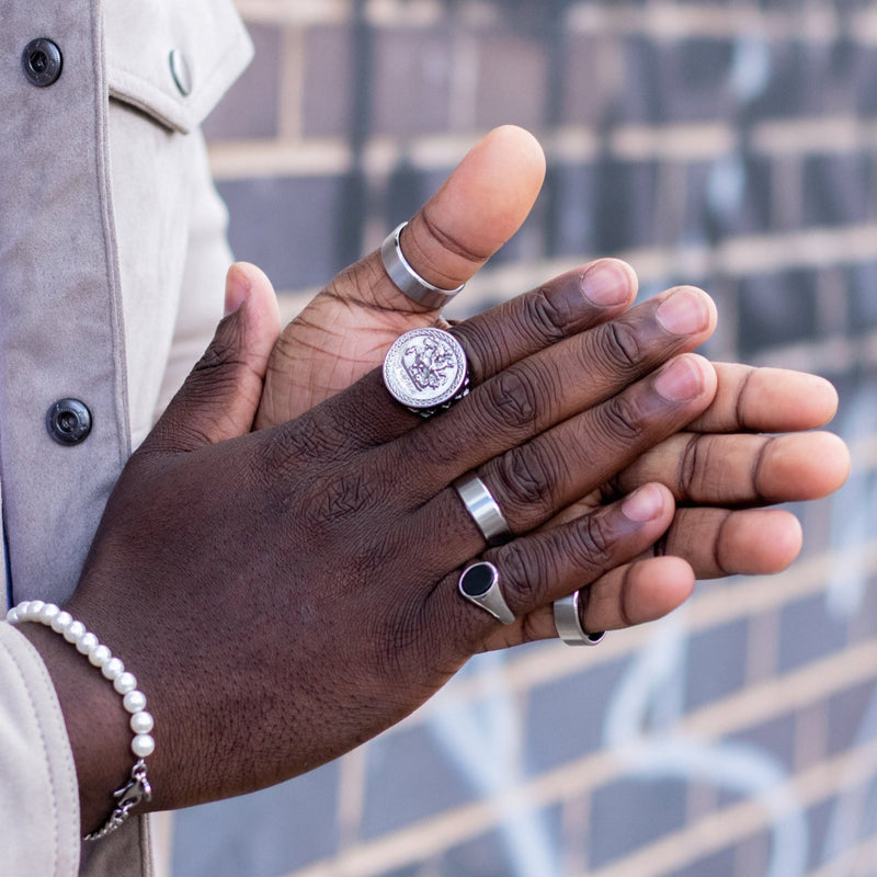 Onyx signet Ring Men - Mens Silver Singet Rings - By Twistedpendant