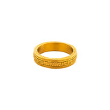 Kosmos Ring - Gold | Greek Key Band Ring For Men - By Twistedpendant