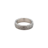 Kosmos Ring - Silver | Greek Key Band Ring For Men - By Twistedpendant