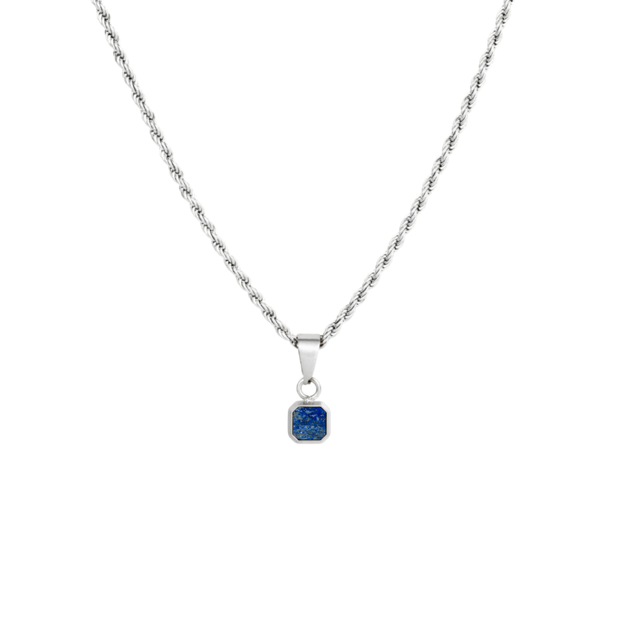 Mini Lapis Lazuli Pendant | Silver Necklace For Men - By Twistedpendant