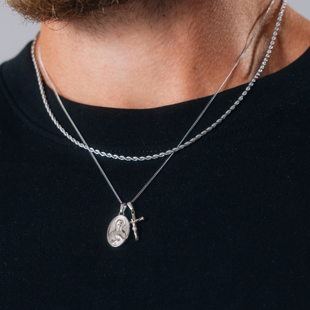 Mary X Crucifix Set - Silver