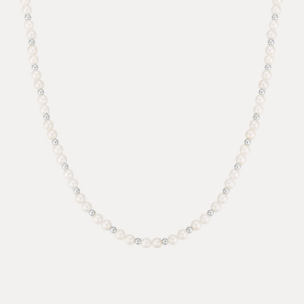 Silver Pearl Necklace Chain - Men's Pearl Necklace | Twistedpendant