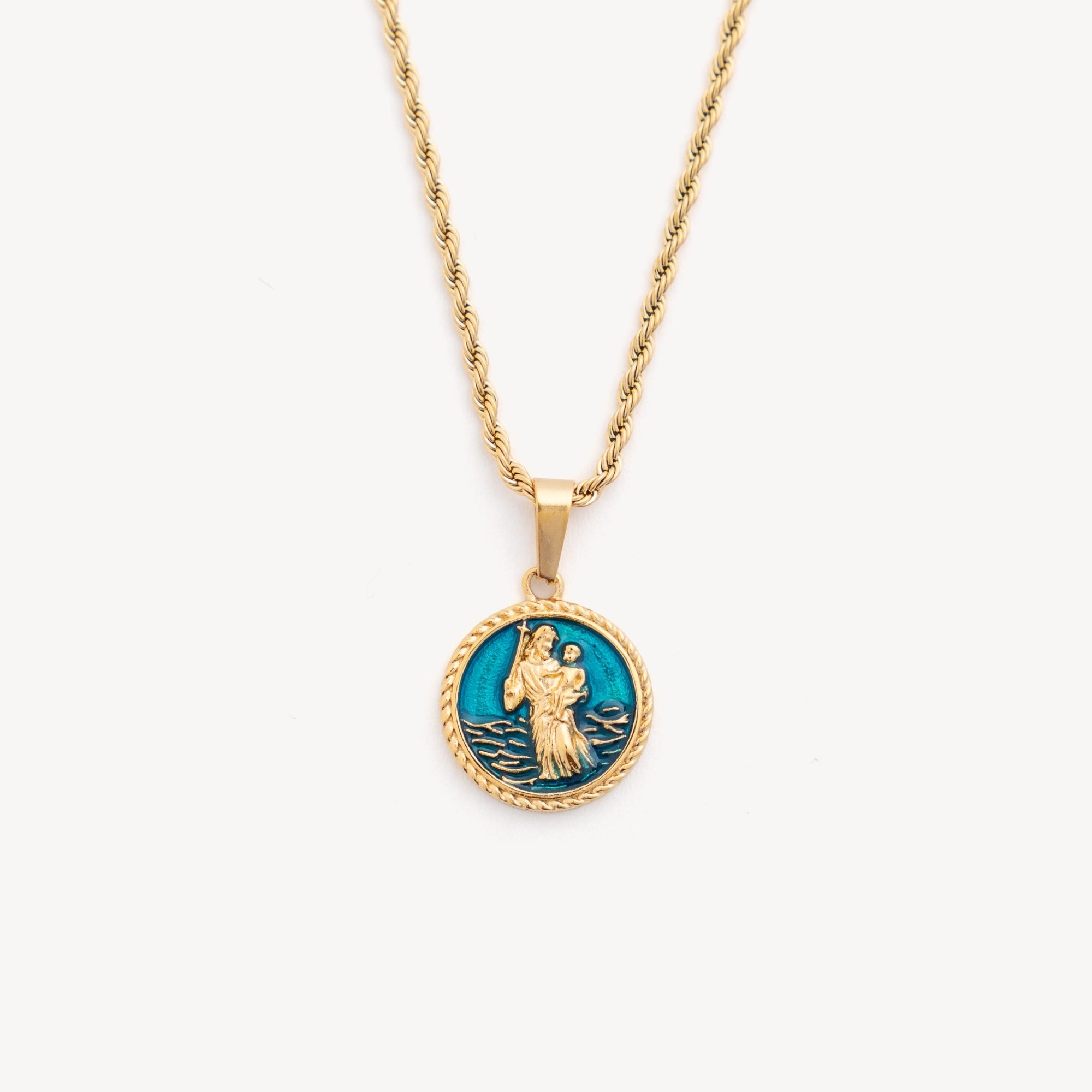 St Christopher - Blue (Gold)