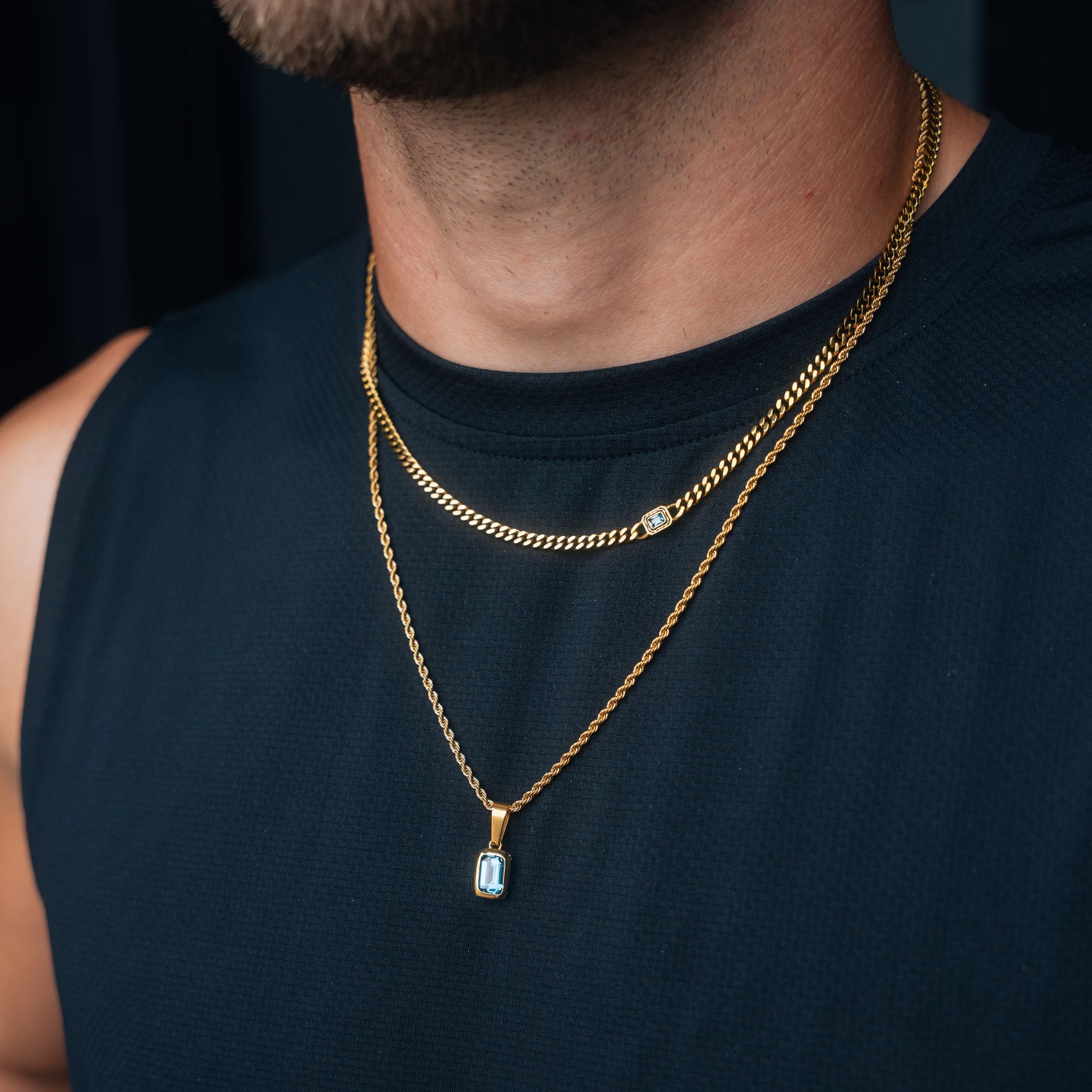 Sapphire Stone Pendant - Gold