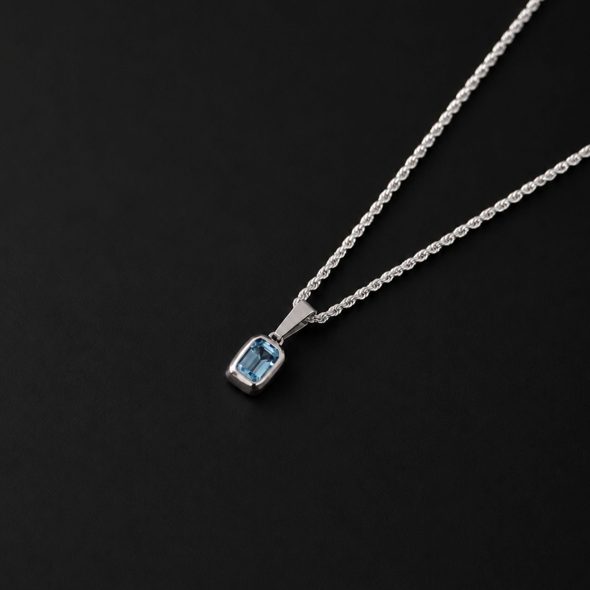 Sapphire Stone Pendant - Silver