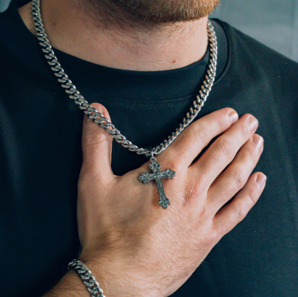 Vintage Cross X 8MM Cuban - Silver