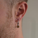 Mens Earring - Silver Tigers Eye Dangle Earring - By Twistedpendant