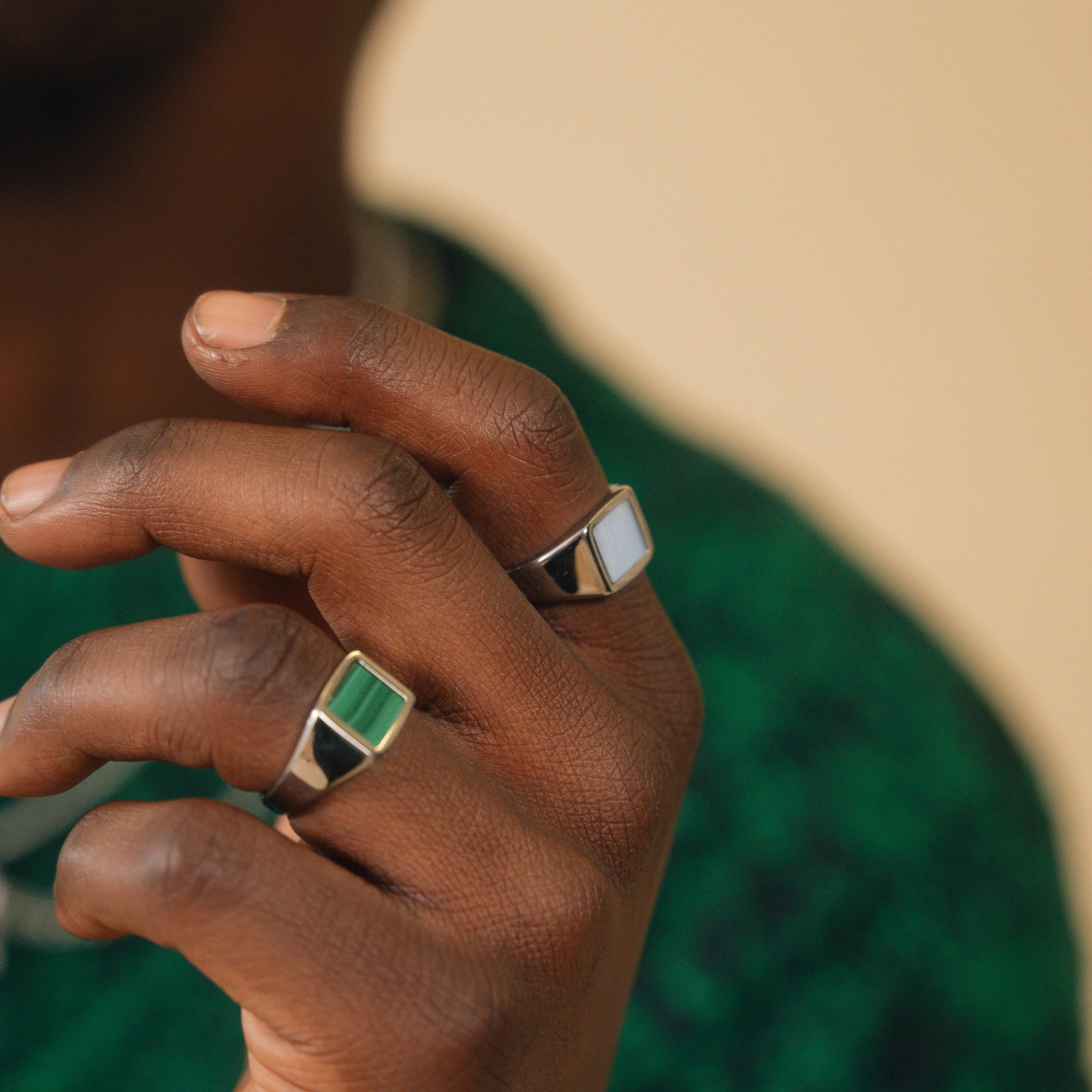 Square Blue Lace Ring - Silver