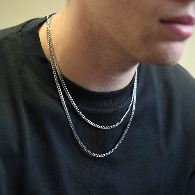 Silver MATTE Cuban Chain (3MM) - Mens Necklace Chains | Twistedpendant