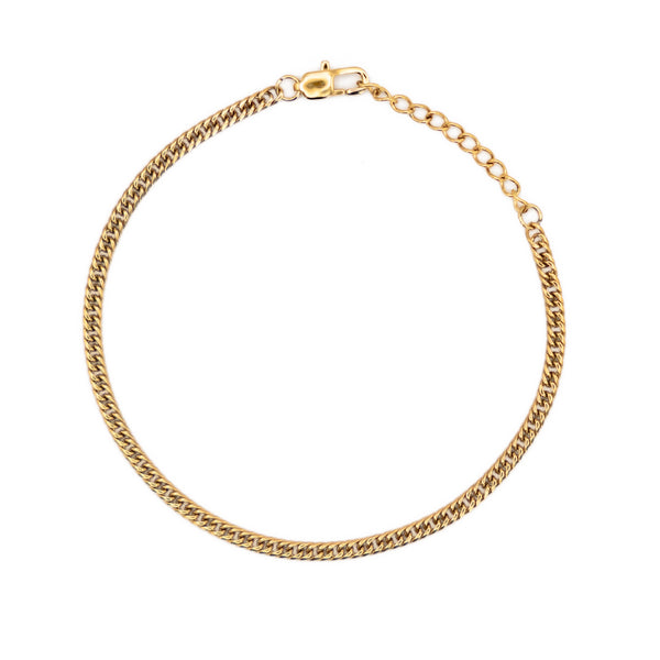 Gold Flat Cuban Bracelet Chain (3MM)