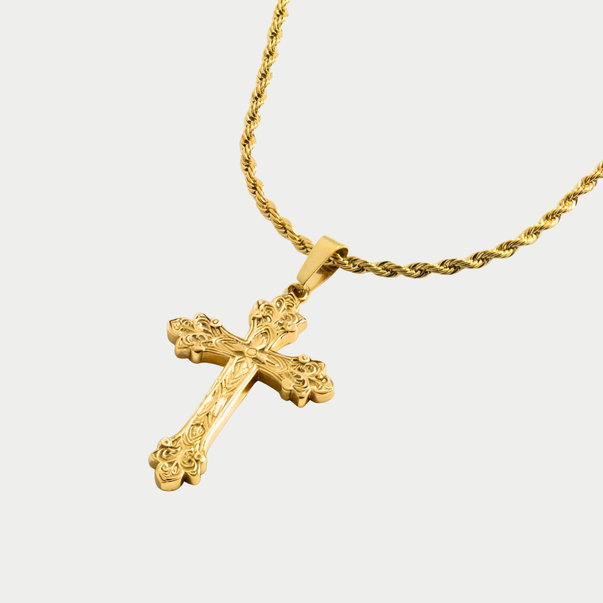 Vintage Gold Cross Pendant - Men's Gold Necklace | Twistedpendant