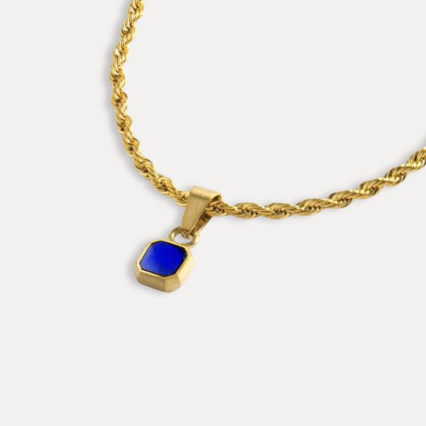 Mini Lapis Lazuli Pendant | Gold Necklace For Men - By Twistedpendant