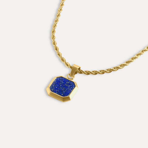 Blue & Gold Lapis Pendant Necklace For Men | Twistedpendant