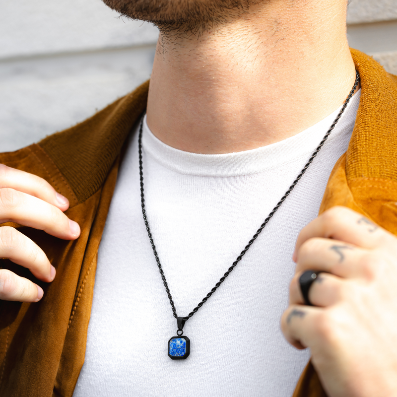 Blue Lapis Lazuli Pendant - Black Necklace With Gemstone | Twistedpendant