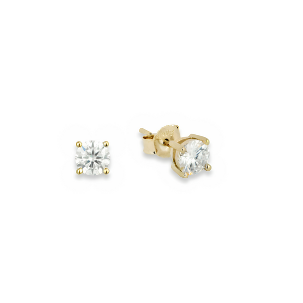 Gold Moissanite Diamond Stud Earrings - VVS1 Studs | By Twistedpendant