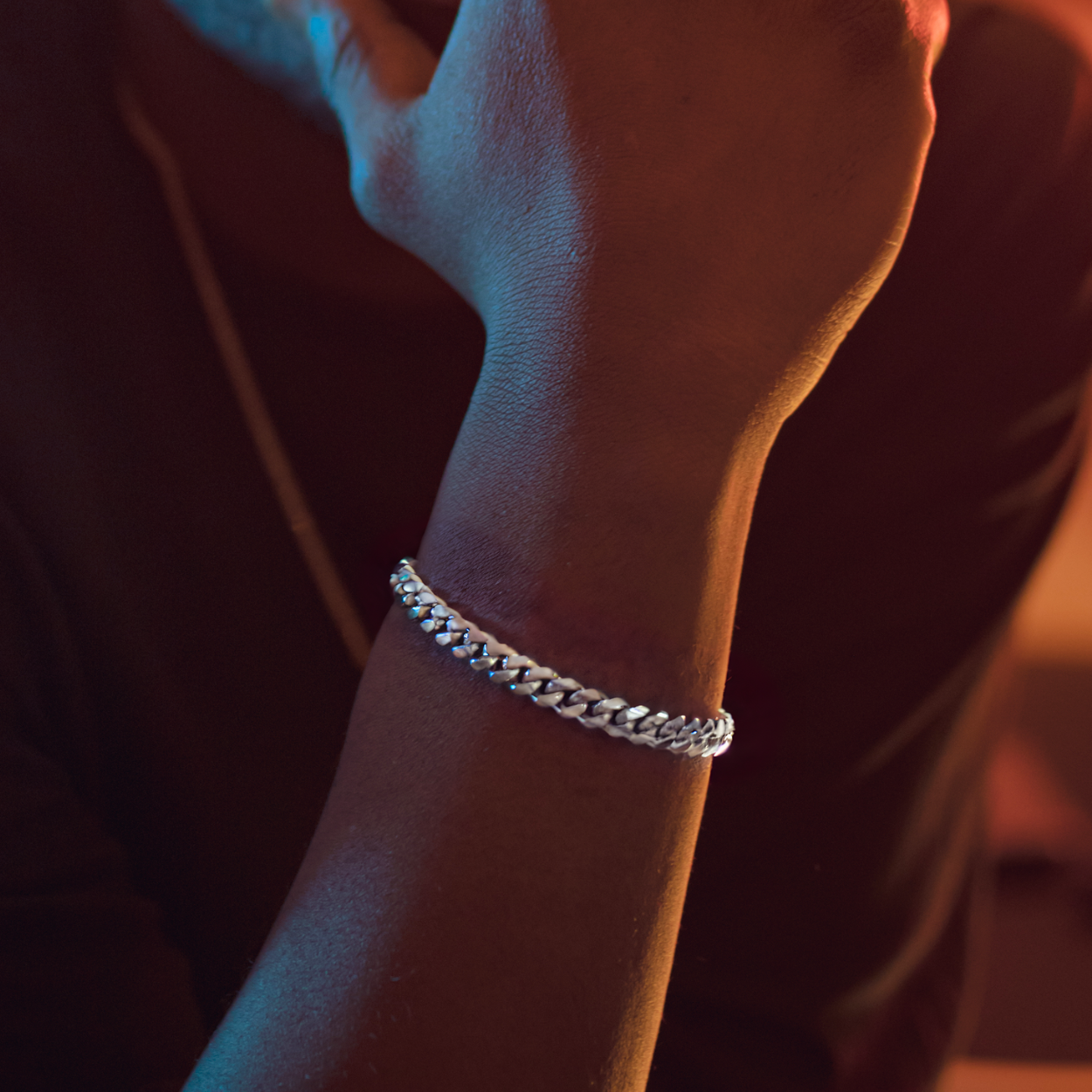 Mens Bracelet, Solid Silver Miami Chain Bracelet - By Twistedpendant
