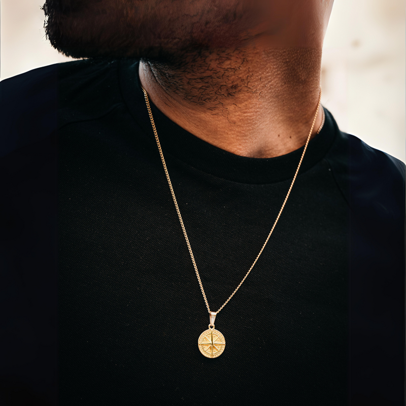 Mini Silver Compass Pendant Necklace - Men's Silver Necklace | Twistedpendant