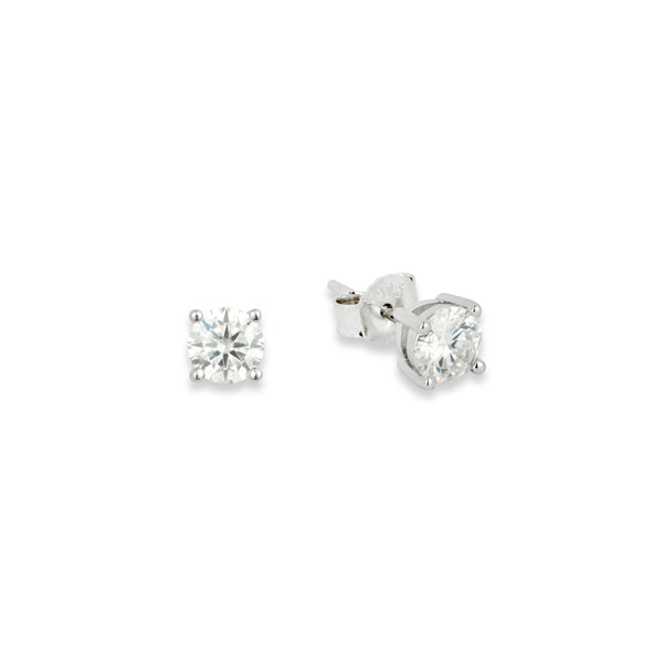 Silver Moissanite Diamond Stud Earrings - VVS1 Studs | By Twistedpendant