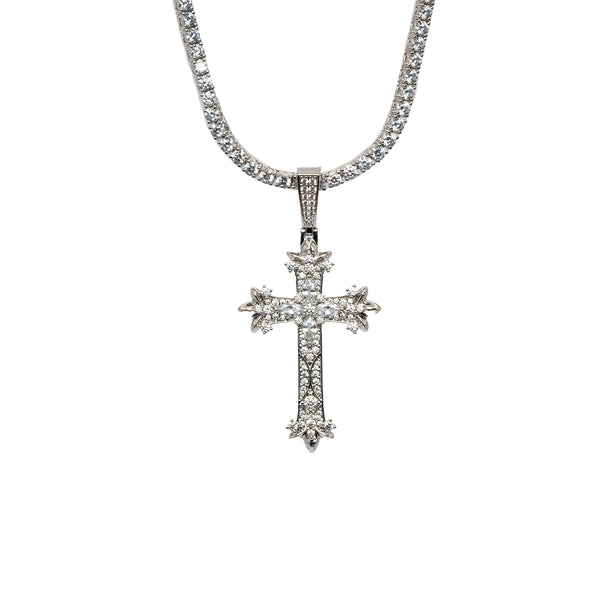 Diamond Cross Pendant - Silver