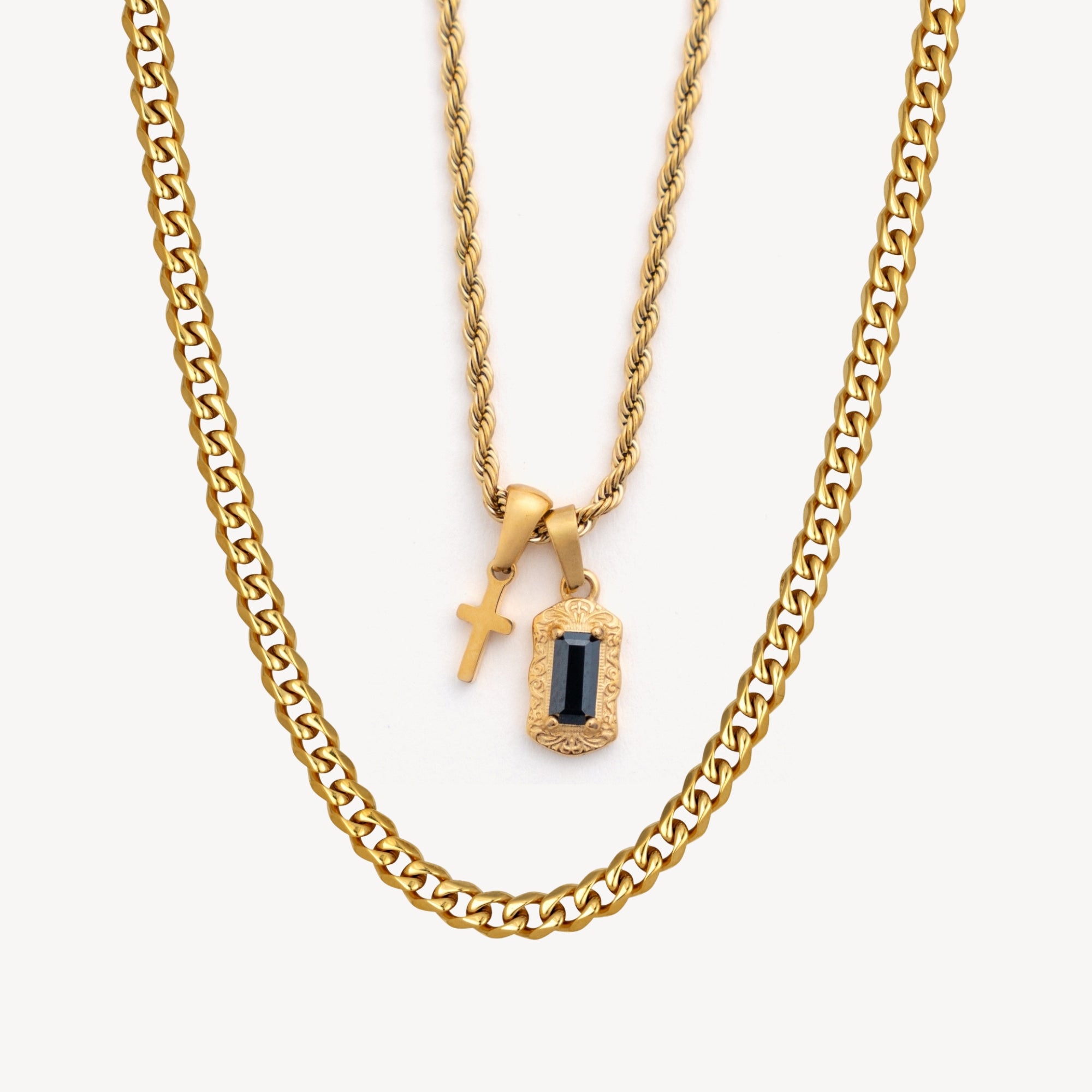 Dual Pendant Layered Set - Gold