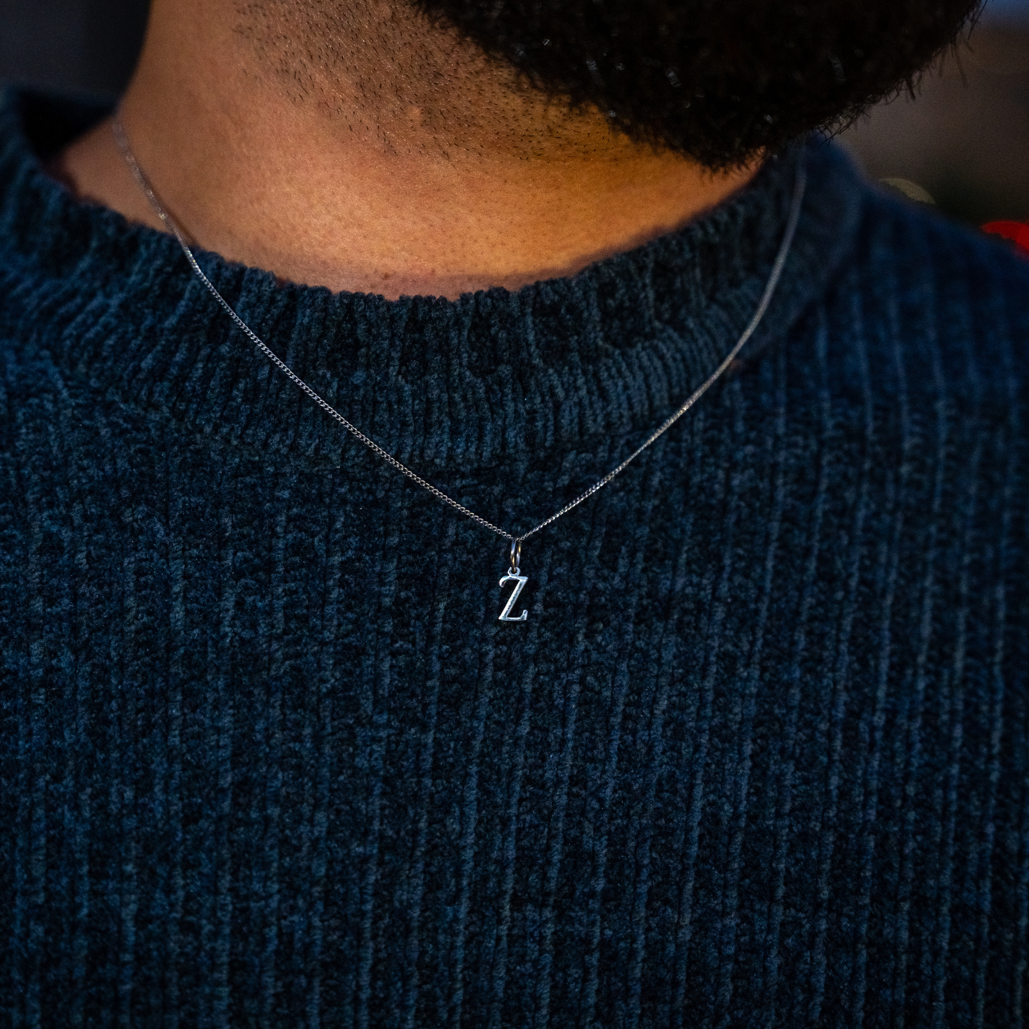 Silver Initial Necklace For Men - Mens Initial Pendant By Twistedpendant