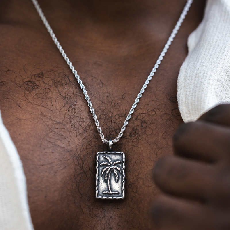 Silver Palm Tree Pendant Necklace Men s Silver Necklaces Twistedpendant