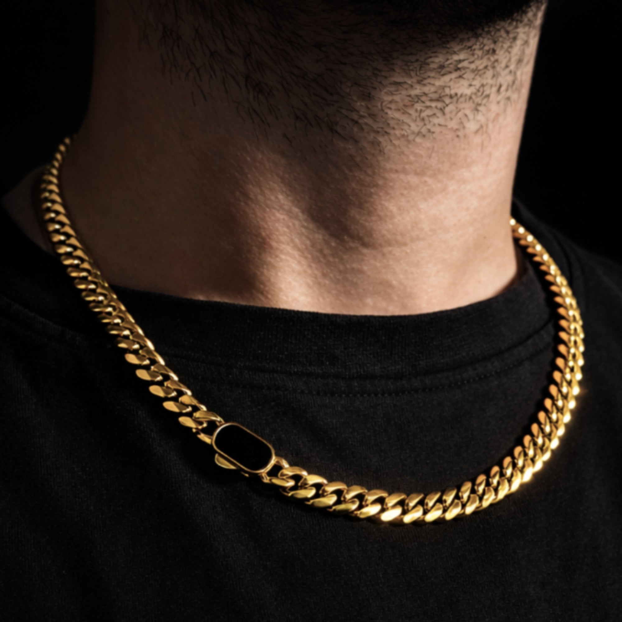 Onyx Thick Cuban Chain (8MM) - Gold