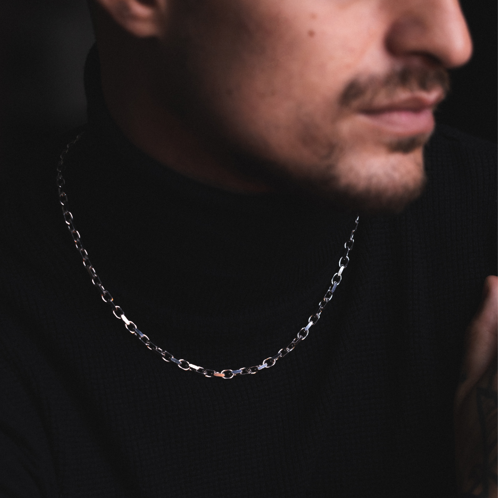 Silver Rolo Link Chain Necklace - Mens Necklace Chain By Twistedpendant