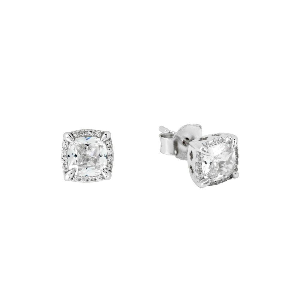 Silver Square Diamond Stud Earrings - Mens Earrings | By Twistedpendant
