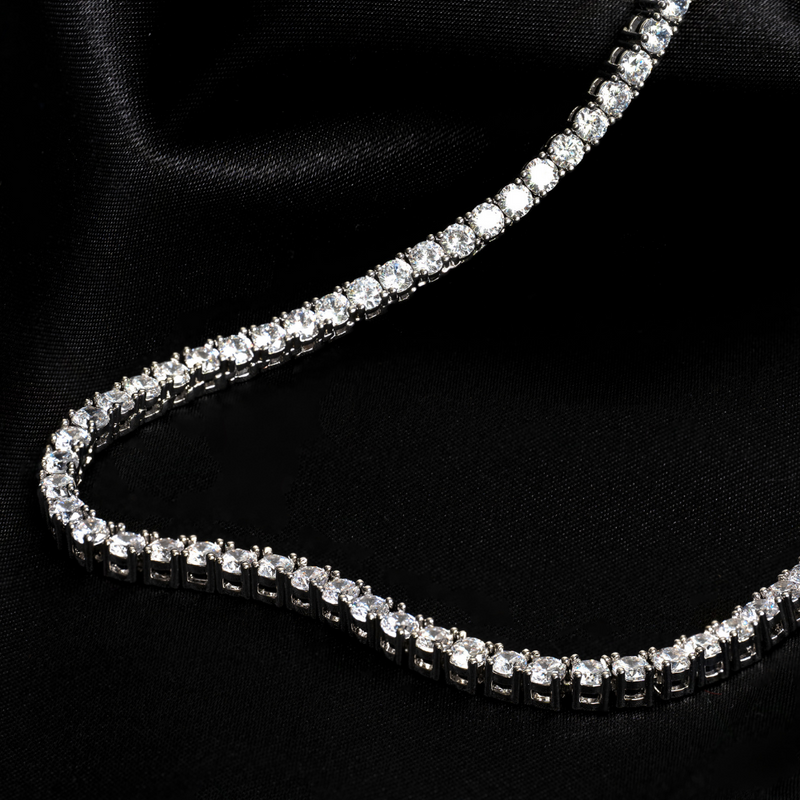 Mens silver tennis chain deals
